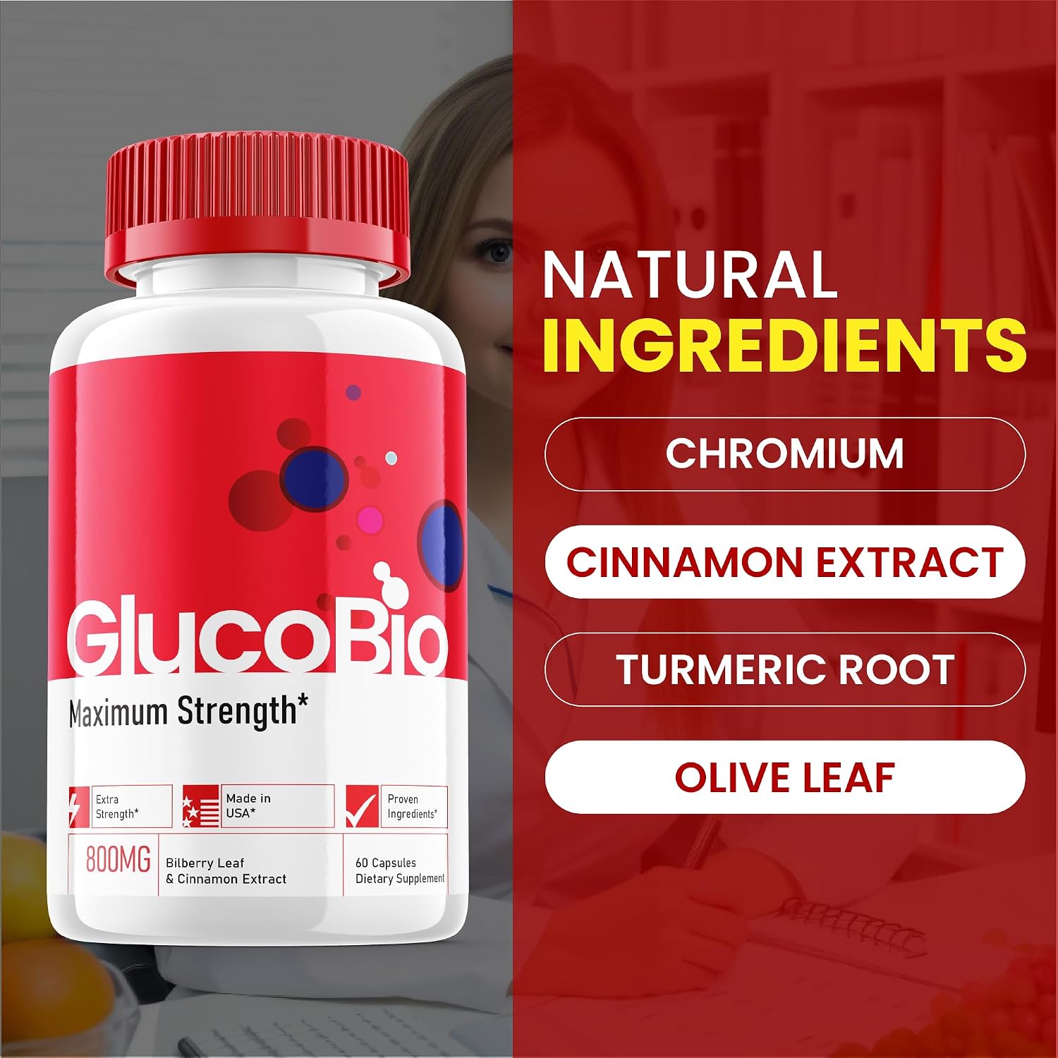 Glucobio Cápsulas (5 Paquetes) - Suplemento Nutricional de Gluco Bio, 300 Cápsulas