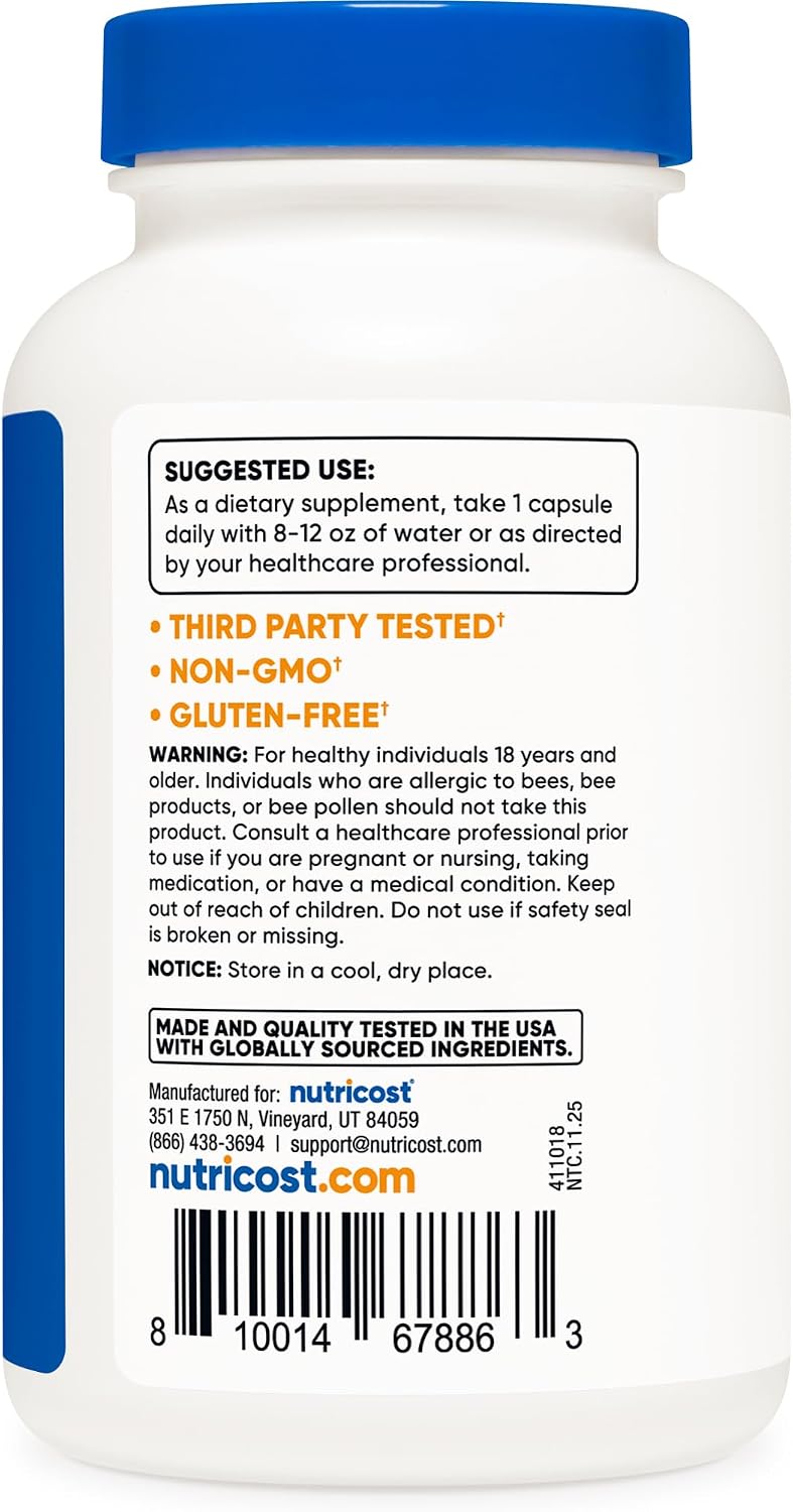 Nutricost Extracto de Propóleo de Abeja 500mg - 120 Cápsulas (Equivalente a 5.000mg)