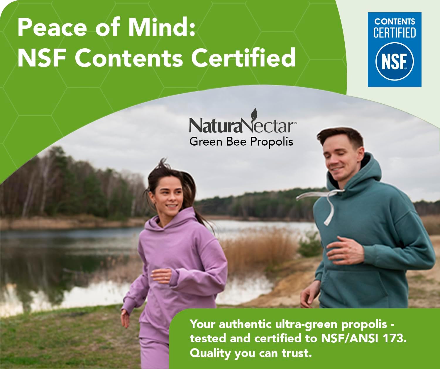 NaturaNectar - Green Bee Propolis Capsules - NSF Certified Brazilian Green Propolis - Gluten Free - 60 Capsules