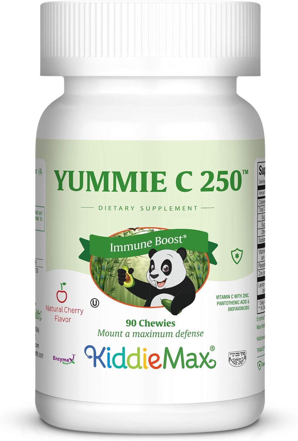 Maxi Health Vitamina C 250 mg Comprimidos Masticables con Zinc y Bioflavonoides, Sabor Cereza – 90 Comprimidos