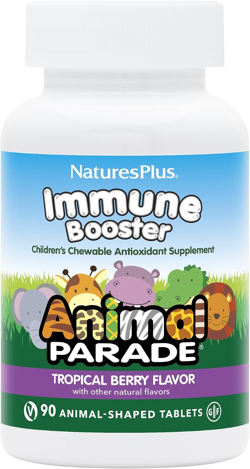 NaturesPlus Animal Parade Immune Booster – 90 Chewable Tablets Tropical Flavor – Children's Immune Support