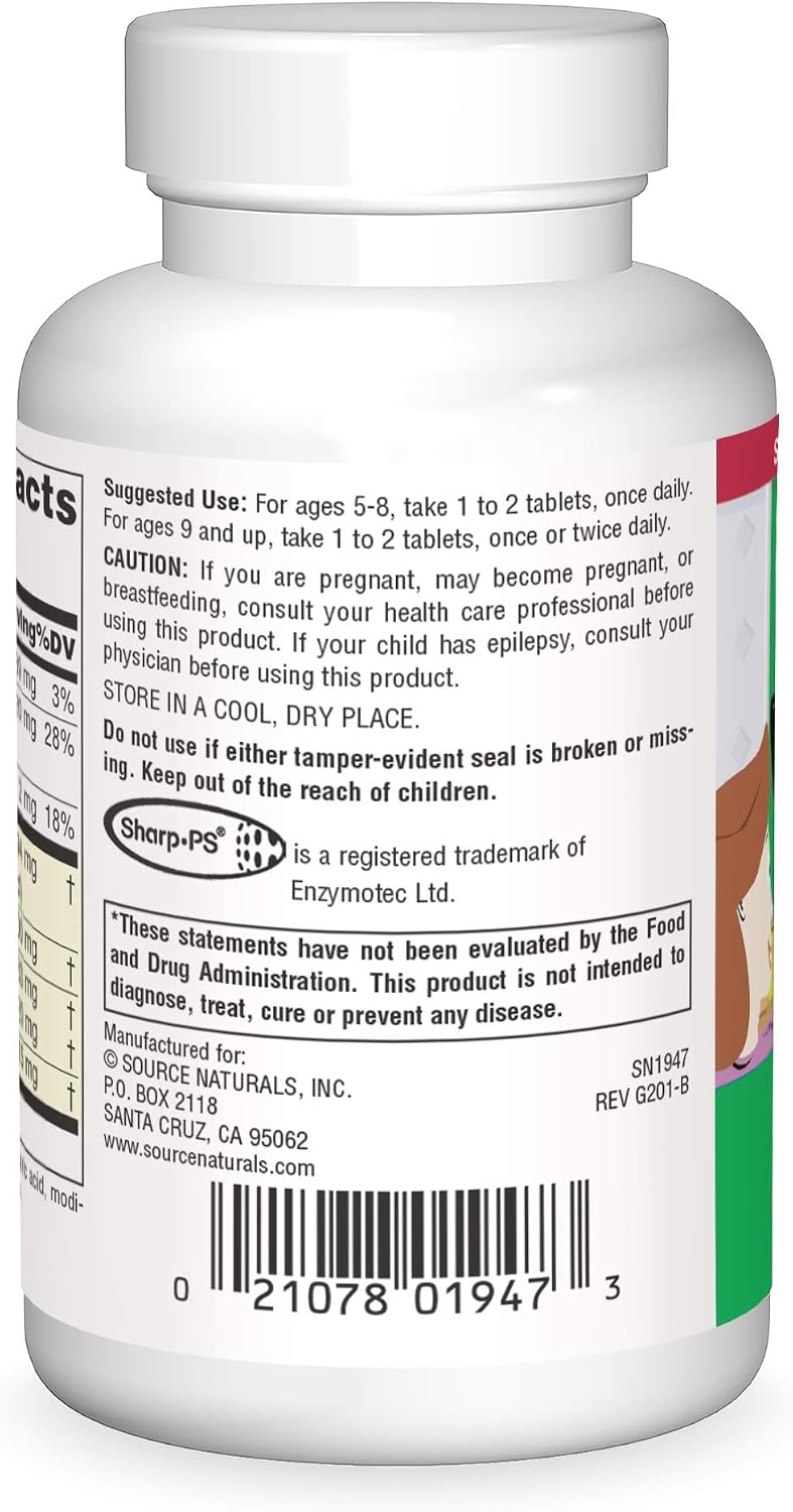 Source Naturals Attentive Child – 120 Tablets – Cognitive Nutrients for Children