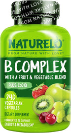 NATURELO Complejo B - 240 Cápsulas Veganas con Metilfolato y CoQ10