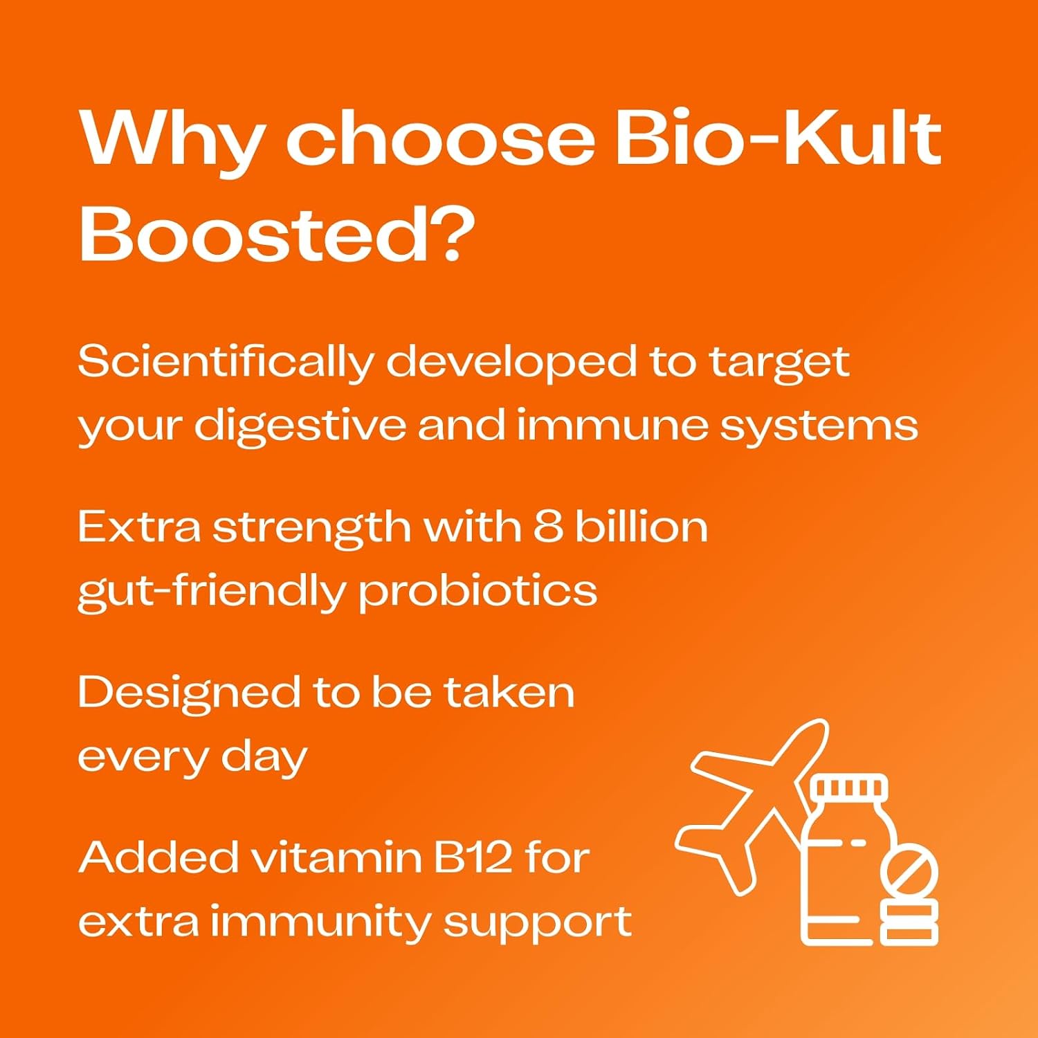 Bio-Kult Boosted Extra Strength Probiótico para la Salud Intestinal y el Sistema Inmunológico con Vitamina B12 – 30 Cápsulas