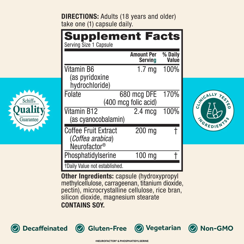 NEURIVA Plus Cápsulas para el Apoyo Cognitivo con Fosfatidilserina y Vitaminas B6 y B12 (60 cápsulas)