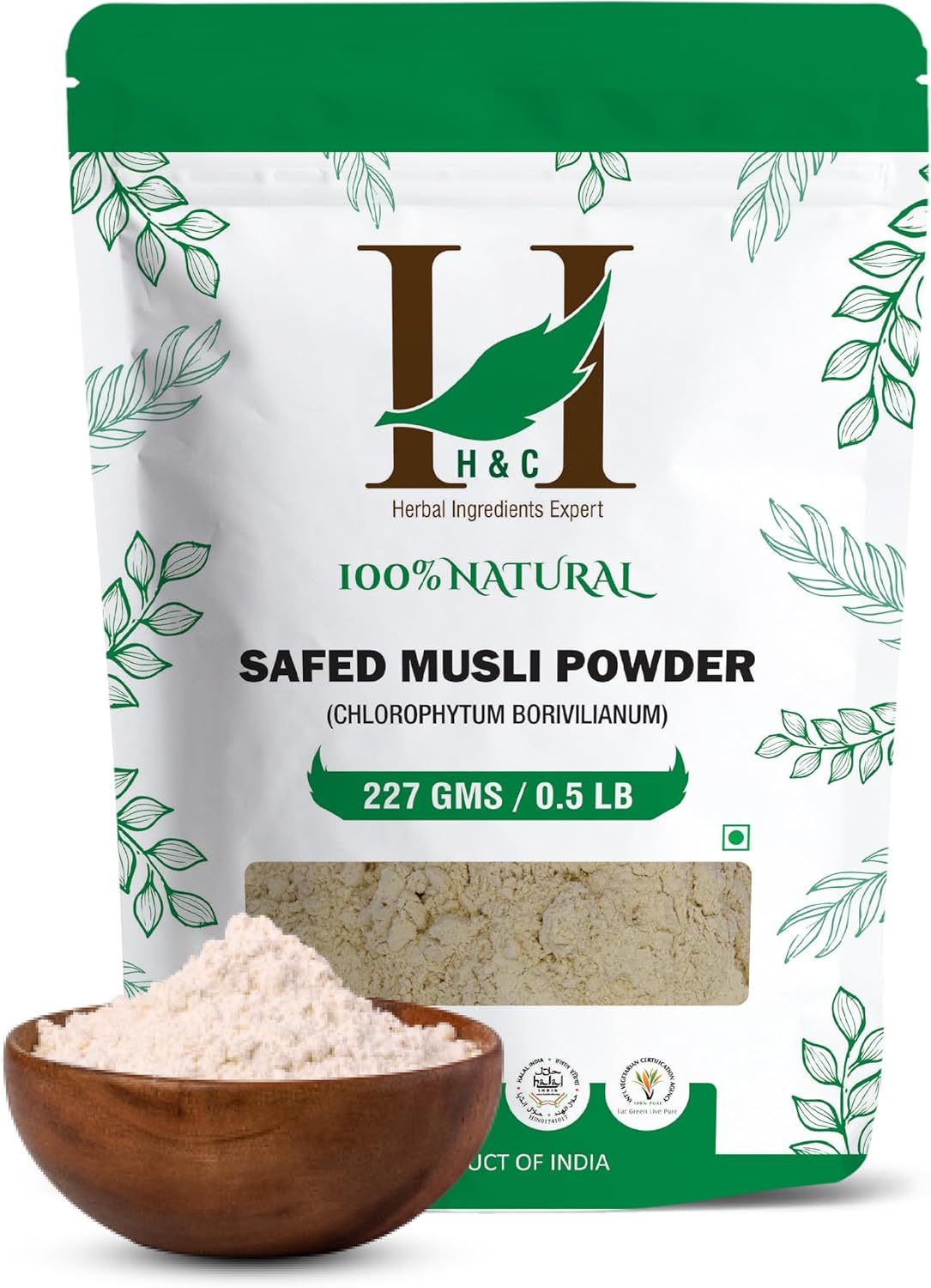Polvo de Safed Musli Cultivado Silvestre 100% Natural - Chlorophytum Borivilianum 227 g - H&C