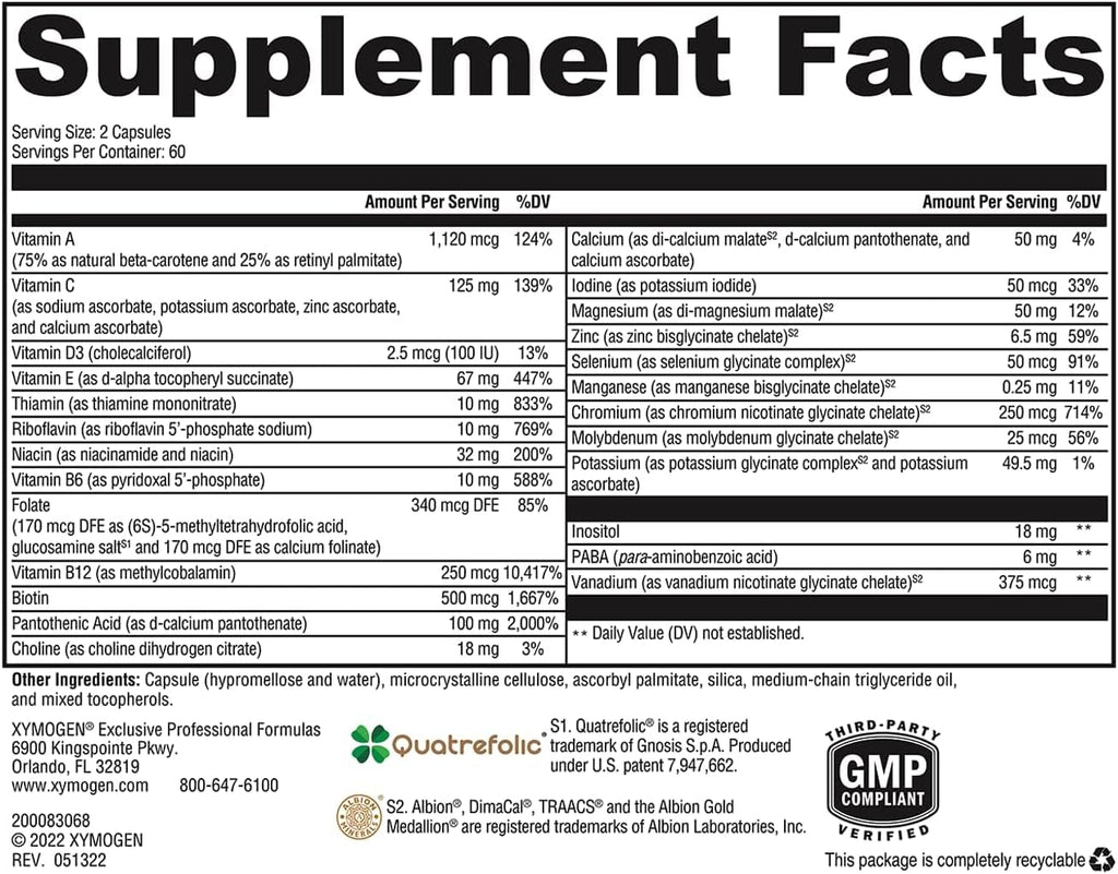 XYMOGEN ActivNutrients Copper-Free Iron-Free - Multimineral Formula - 120 Capsules