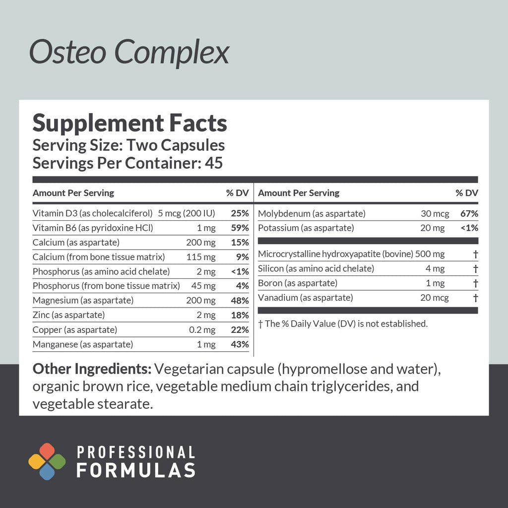 Professional Formulas Osteo Complex – Suplemento para la densidad ósea con calcio, magnesio y D3