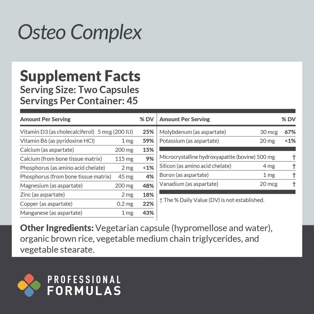 Professional Formulas Osteo Complex – – La vitamina D contribuye a la absorción y utilización normal del calcio y – Image 2