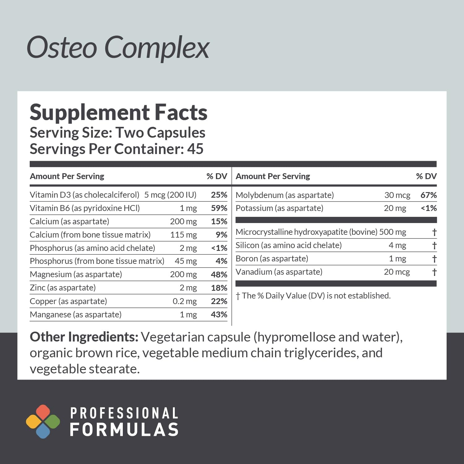 Professional Formulas Osteo Complex – Suplemento para la densidad ósea con calcio, magnesio y D3