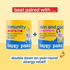 Happy Paws Suplemento de Cúrcuma para Perros, Bienestar Diario y Apoyo Inmunológico para Todas las Razas y Edades, Hecho con Cúrcuma, Calostro y Hongos Turkey Tail, Sabor a Calabaza, No Transgénico, 200 Masticables Blandos