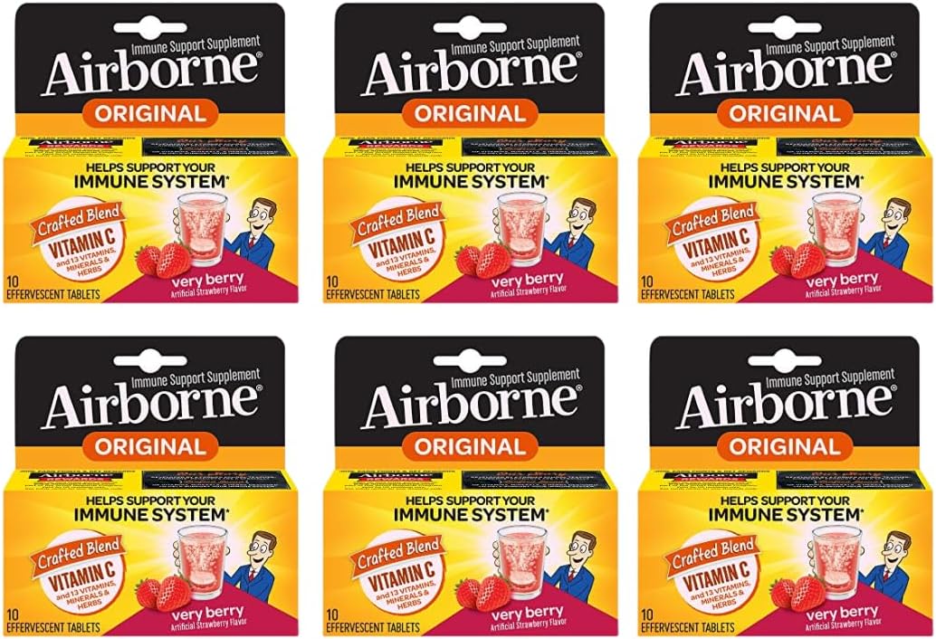 Airborne Very Berry Comprimidos Efervescentes con Vitamina C, 1000 mg, 60 Comprimidos