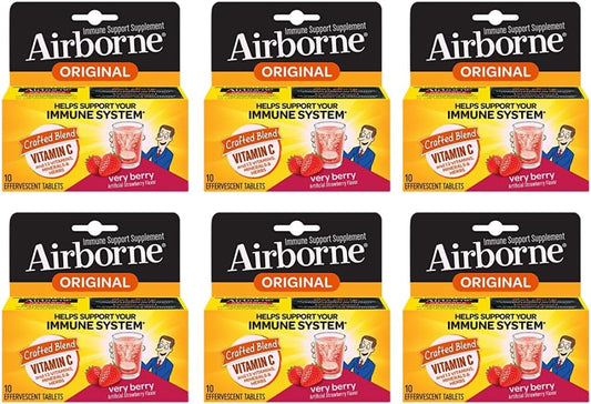 Airborne Very Berry Comprimidos Efervescentes con Vitamina C, 1000 mg, 60 Comprimidos