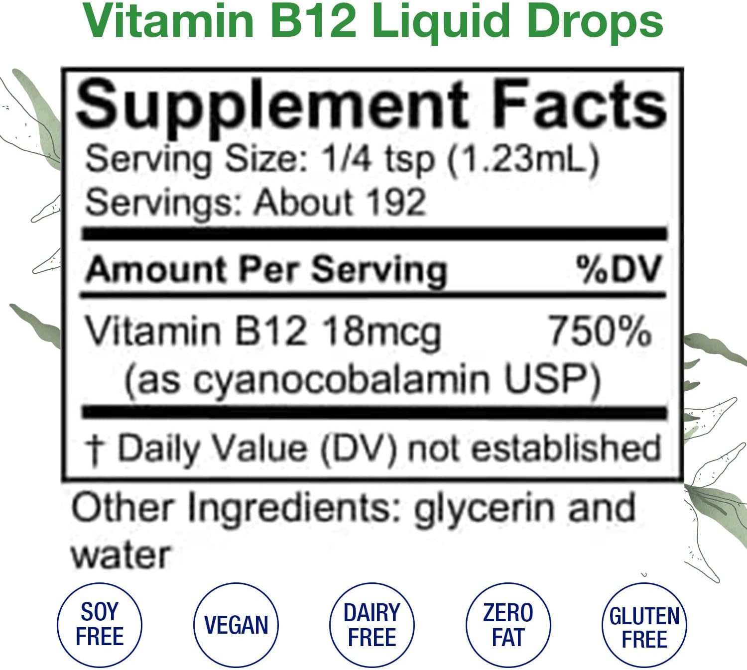 HoneyCombs Vitamin B12 Liquid Drops, 8 Fl Oz (237 ml) - Cianocobalamina