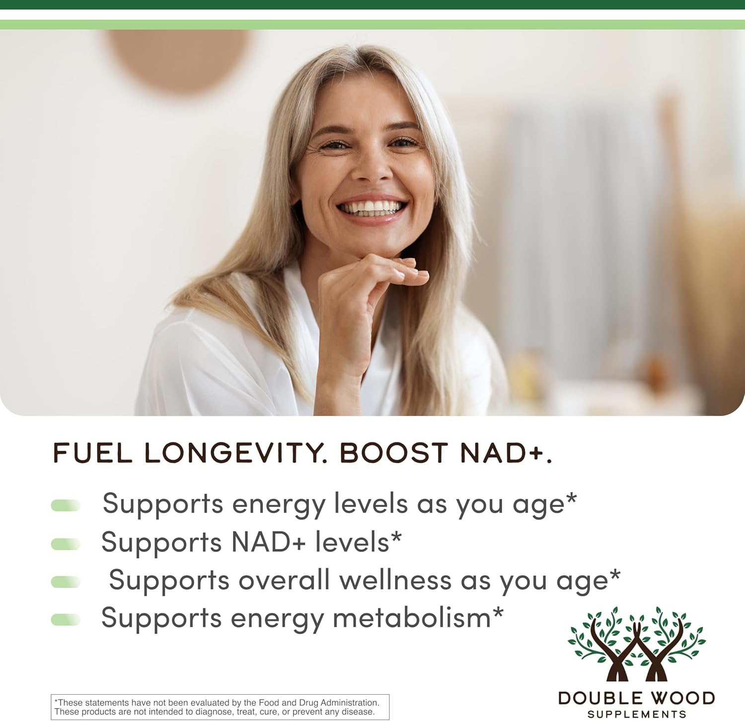 Suplemento NMN - 99% Pureza Verificada - 125mg por Cápsula de Nicotinamida Mononucleótido, 60 Cápsulas, de Double Wood Supplements