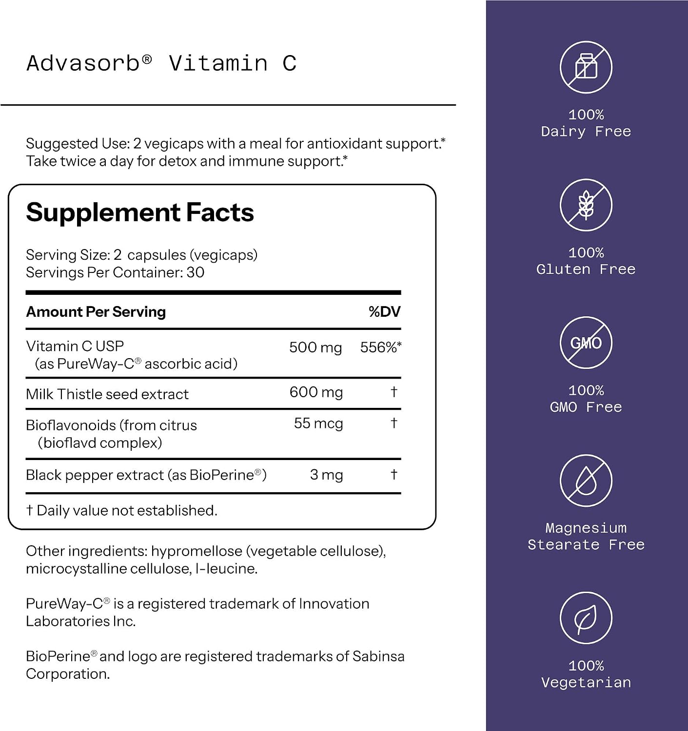 Quality of Life - Advasorb® Vitamin C Supplement - 60 Vegicaps