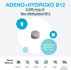 XYMOGEN Adeno+Hydroxo B12 - 2500 mcg Vitamina B12 No Metilada - Comprimidos de Disolución Rápida Sabor Punch de Frutas - 60 Comprimidos