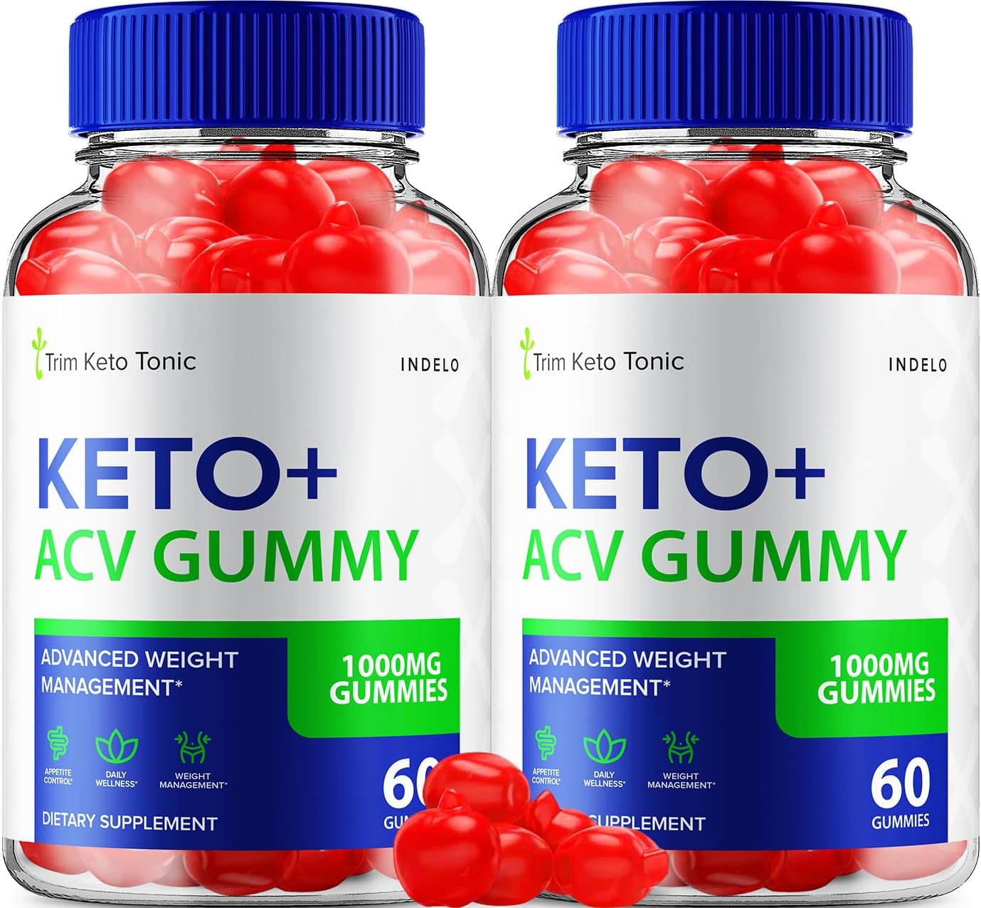 Trim Keto Tonic Gomitas Keto ACV con Vitamina B12 - 2 Paquetes (120 Gomitas)
