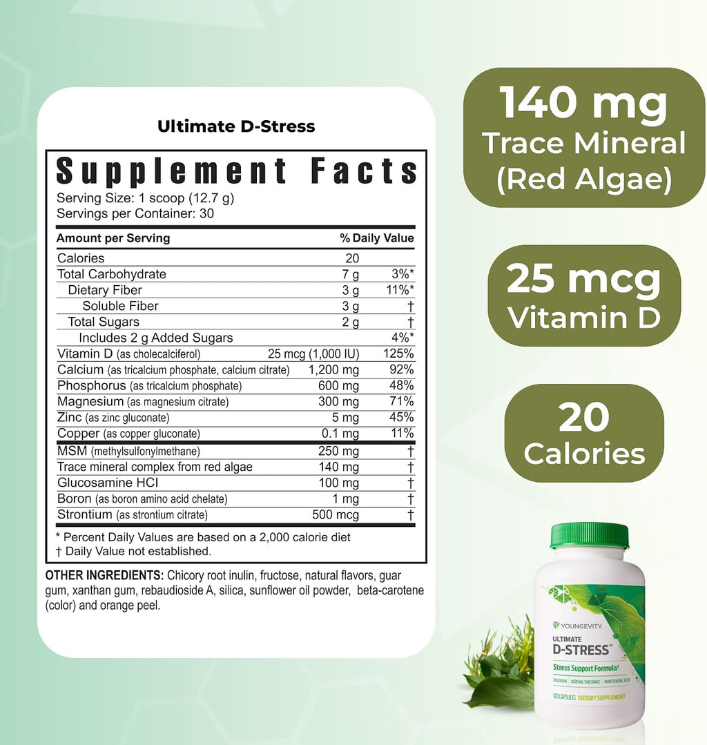 Youngevity Ultimate D-Stress – Complemento para el Estrés con Magnesio y Vitaminas B, 120 Cápsulas