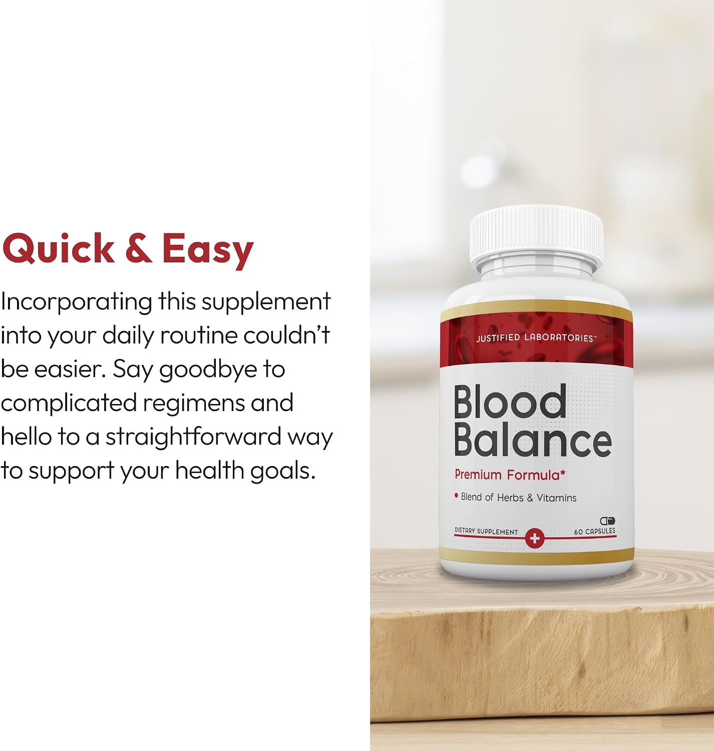 Justified Laboratories Blood Balance – 60 Cápsulas – Fórmula de Apoyo Circulatorio con Hierbas y Vitaminas