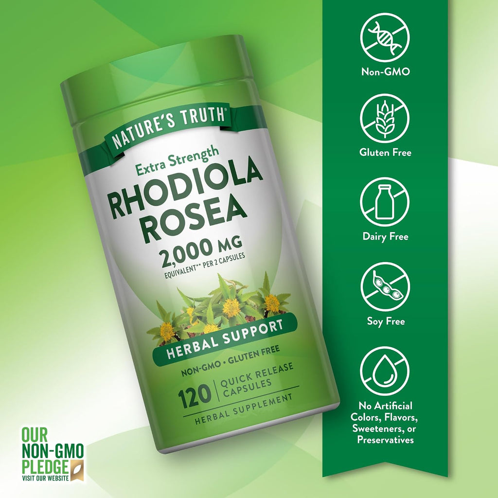 Nature's Truth Rhodiola Rosea | 120 Cápsulas | Extracto No-GMO y Sin Gluten