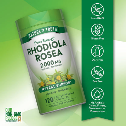Nature's Truth Rhodiola Rosea | 120 Cápsulas | Extracto No-GMO y Sin Gluten – Image 3