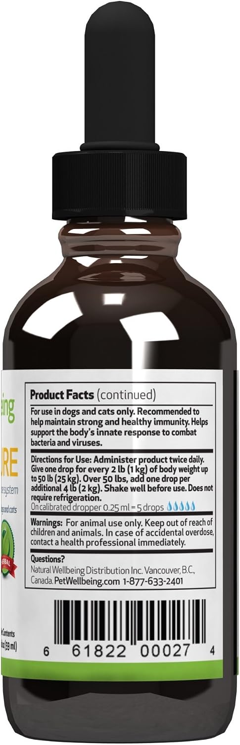 Pet Wellbeing Immune Sure para Perros - Suplemento Herbal para el Sistema Inmunológico 59 ml