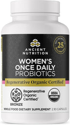 Ancient Nutrition Probióticos Extra Fuertes 50 Mil Millones de UFC, Certificado Orgánico Regenerativo, 60 Cápsulas