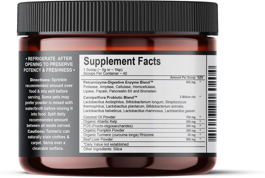 Best Paw Nutrition Probióticos para Perros con Enzimas Digestivas y Probióticos - Polvo Sabor Hígado de Res - 184g