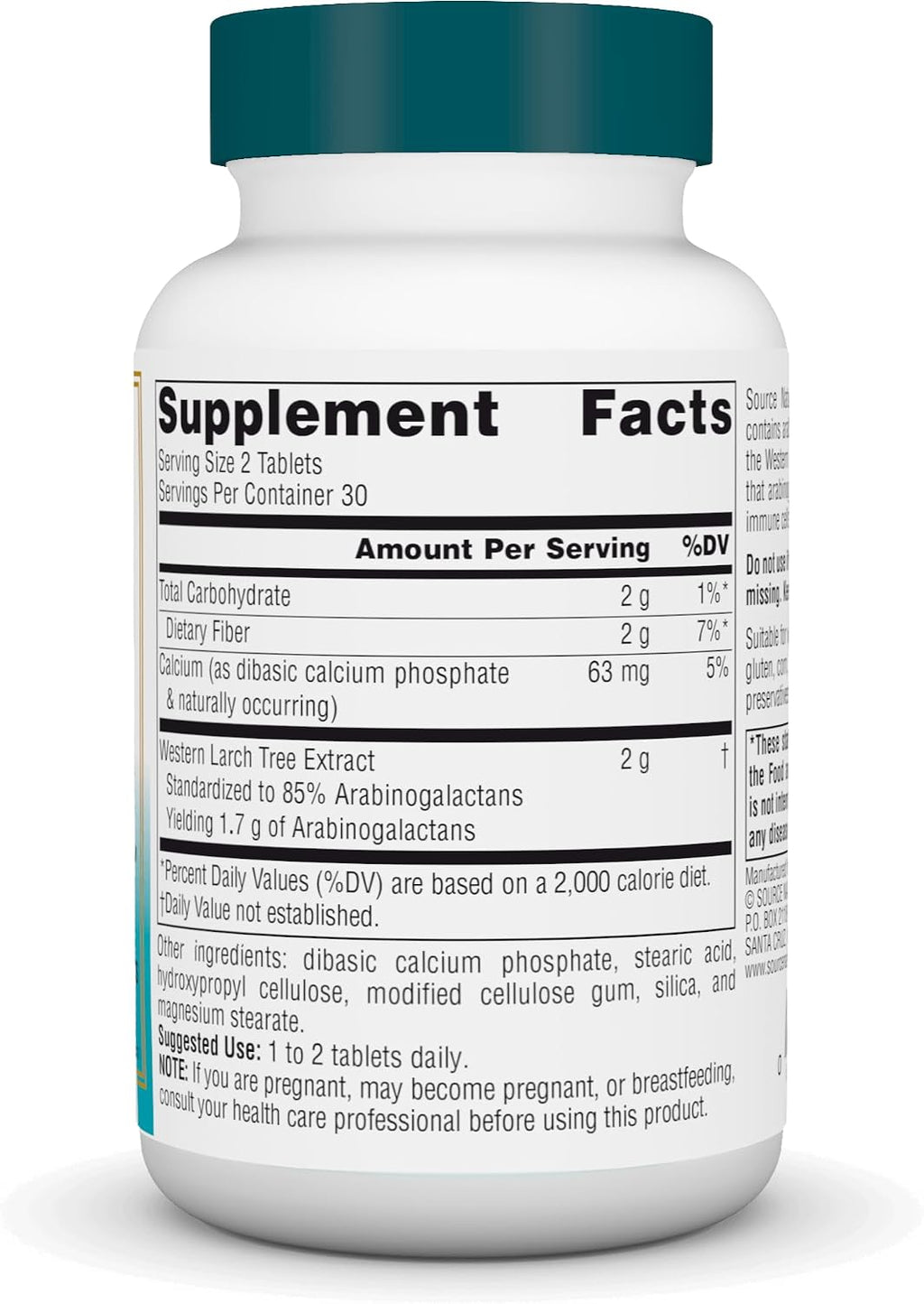 Source Naturals Wellness Extracto de Alerce - Estandarizado a Arabinogalactanos - 60 Comprimidos