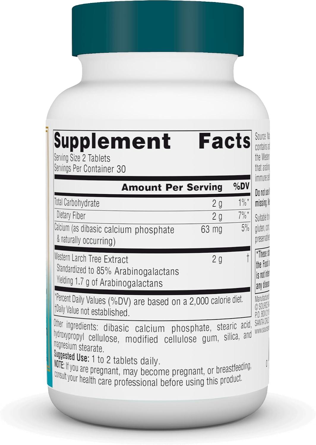 Source Naturals Wellness Extracto de Alerce - Estandarizado a Arabinogalactanos - 60 Comprimidos