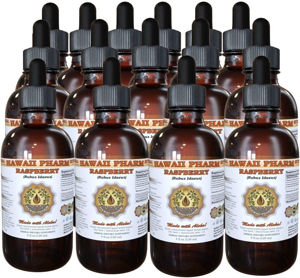 Hawaiian Pharm Extracto Líquido de Frambuesa (Rubus idaeus), Tintura Artesanal de Grado Profesional, 946 ml