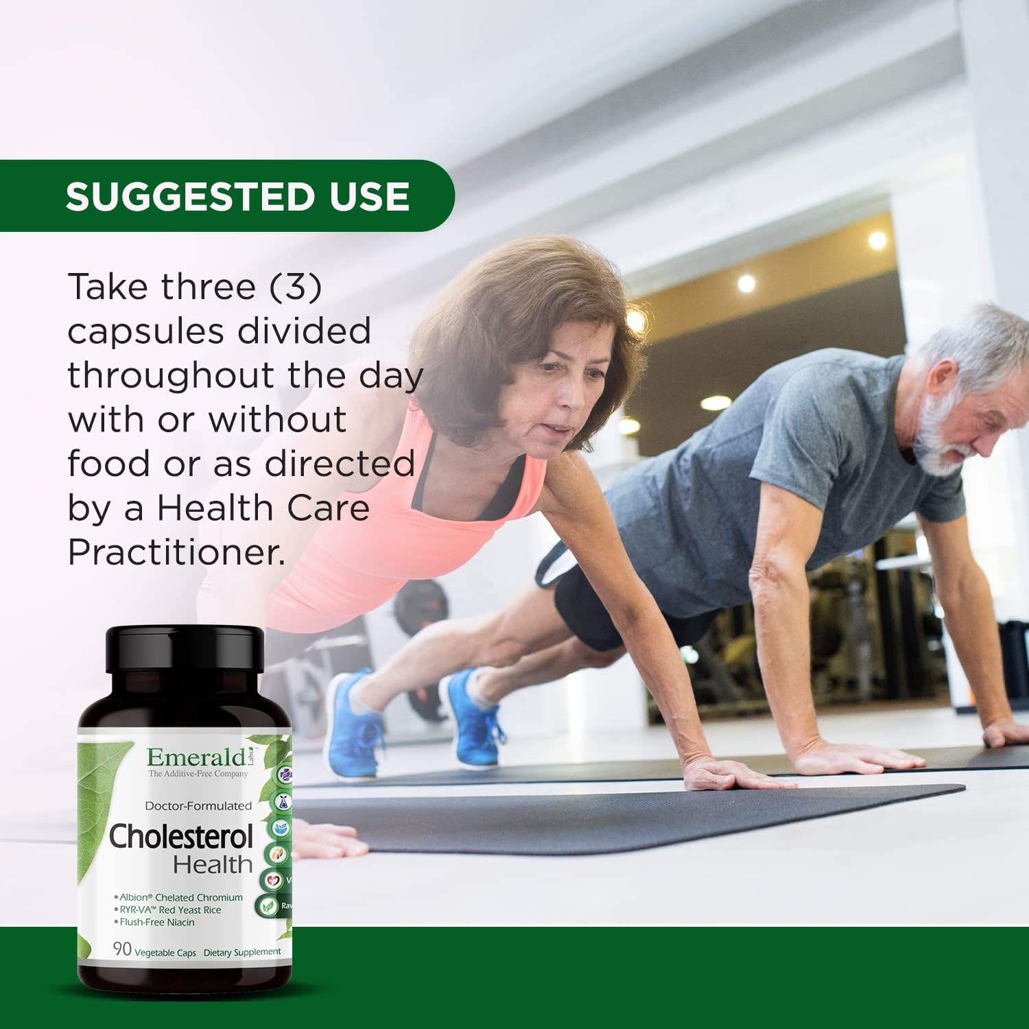 EMERALD LABS Cholesterol Health - Con CoQ10, Niacina sin rubor, RYR-VA y Ajo para el apoyo cardíaco y circulatorio - 90 Cápsulas Vegetales