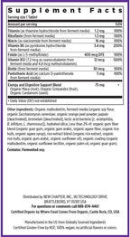 New Chapter Complejo de Vitamina B Fermentado, USDA Orgánico, Vegano, Sin Gluten - 90 Comprimidos