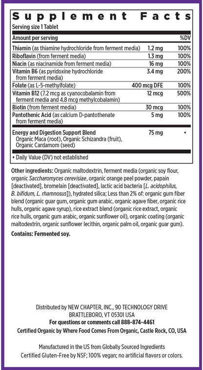New Chapter Complejo de Vitamina B Fermentado, USDA Orgánico, Vegano, Sin Gluten - 90 Comprimidos – Image 6