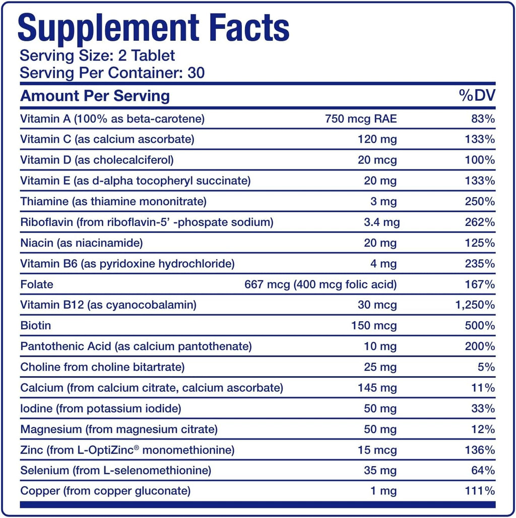 Multivitamínico sin hierro para mujeres mayores de 50 años - Fórmula completa con 30 nutrientes - Apoyo diario