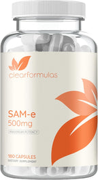 Clear Formulas Bioactive SAM-e 500mg - Suplemento de SAM-e con Forma Activa S,S - Apoyo Hepático y de Estado de Ánimo - Vegano, Sin OGM - 180 Cápsulas