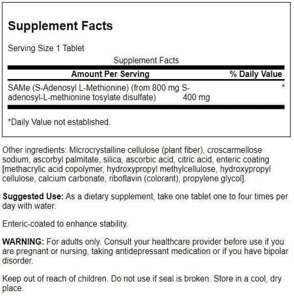 Swanson SAMe de Alta Potencia 400 mg, 30 Comprimidos