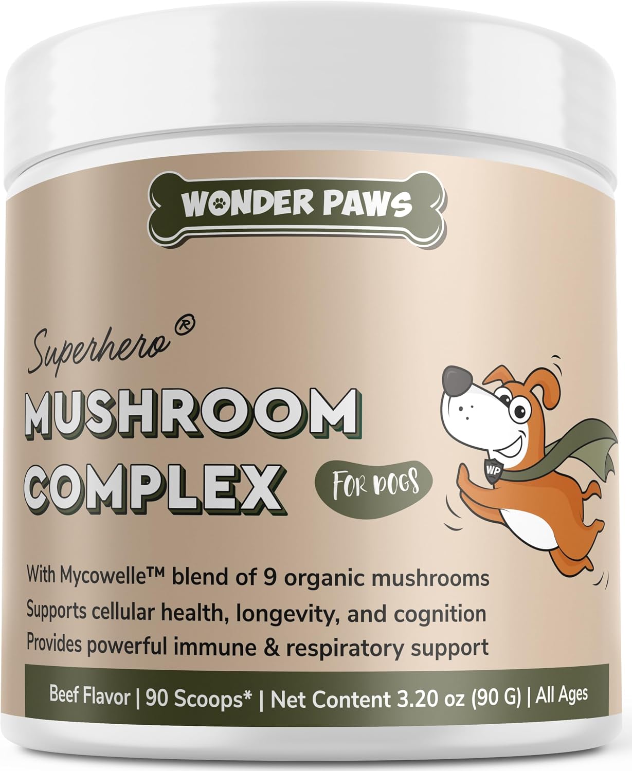 Wonder Paws Immune Support – Polvo de Setas Orgánicas para Perros, 90 Dosis