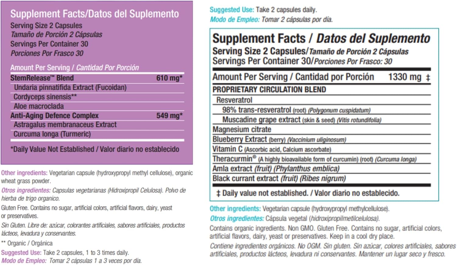 StemRelease3 & StemFlo Combo Pack | Apoyo a la Renovación de Células Madre, Circulación y Salud Cardiovascular | con SE3, Fucoidan, Cúrcuma, Extracto de AFA y Enzimas | 30 Servicios