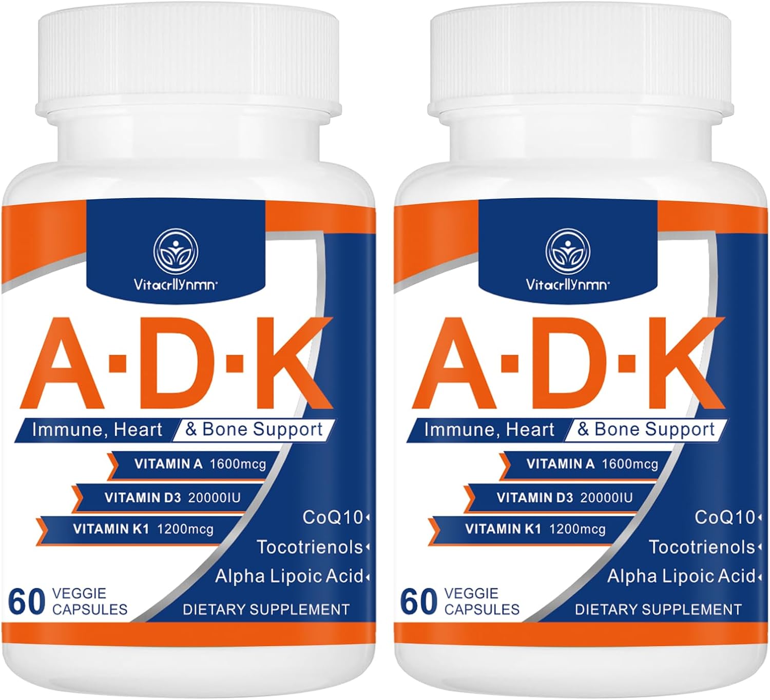 Suplemento ADK de Vitaminas A, D3 y K - Alta Potencia 20000 UI - 120 Cápsulas