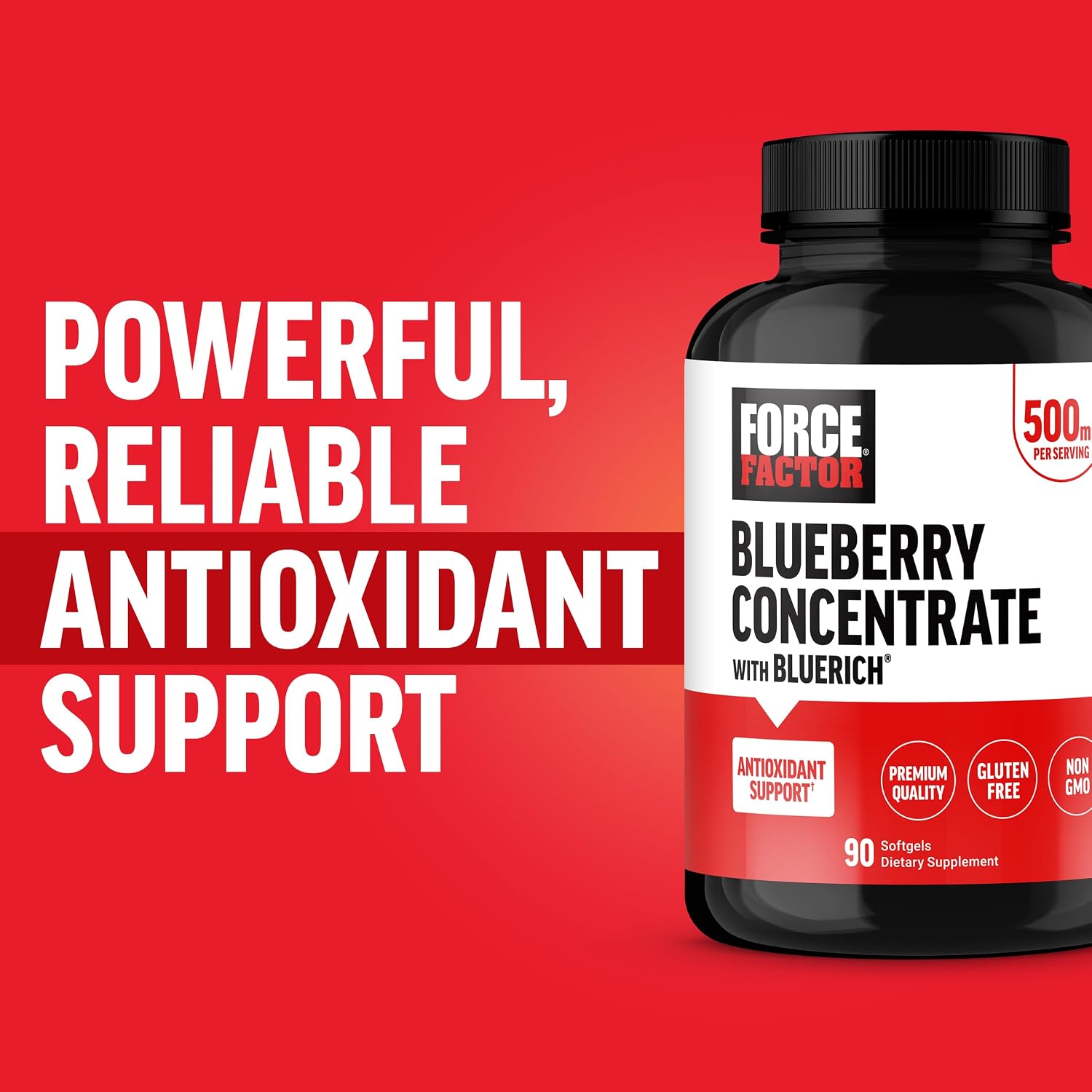 Force Factor Blueberry Concentrate - Suplemento Antioxidante con Arándano Azul, 90 Cápsulas Blandas