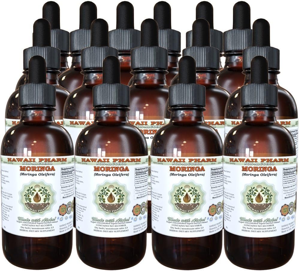 Extracto Líquido de Moringa sin Alcohol de Hawaii Pharm, Moringa (Moringa Oleifera) Glicerita de Hoja, Suplemento Natural, 60 ml