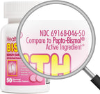 HealthA2Z® Bismuto | Subsalicilato de Bismuto 262 mg | Alivio Multisintomático | 50 Comprimidos Masticables