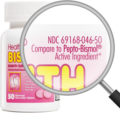 HealthA2Z® Bismuto | Subsalicilato de Bismuto 262 mg | Alivio Multisintomático | 50 Comprimidos Masticables – Image 3