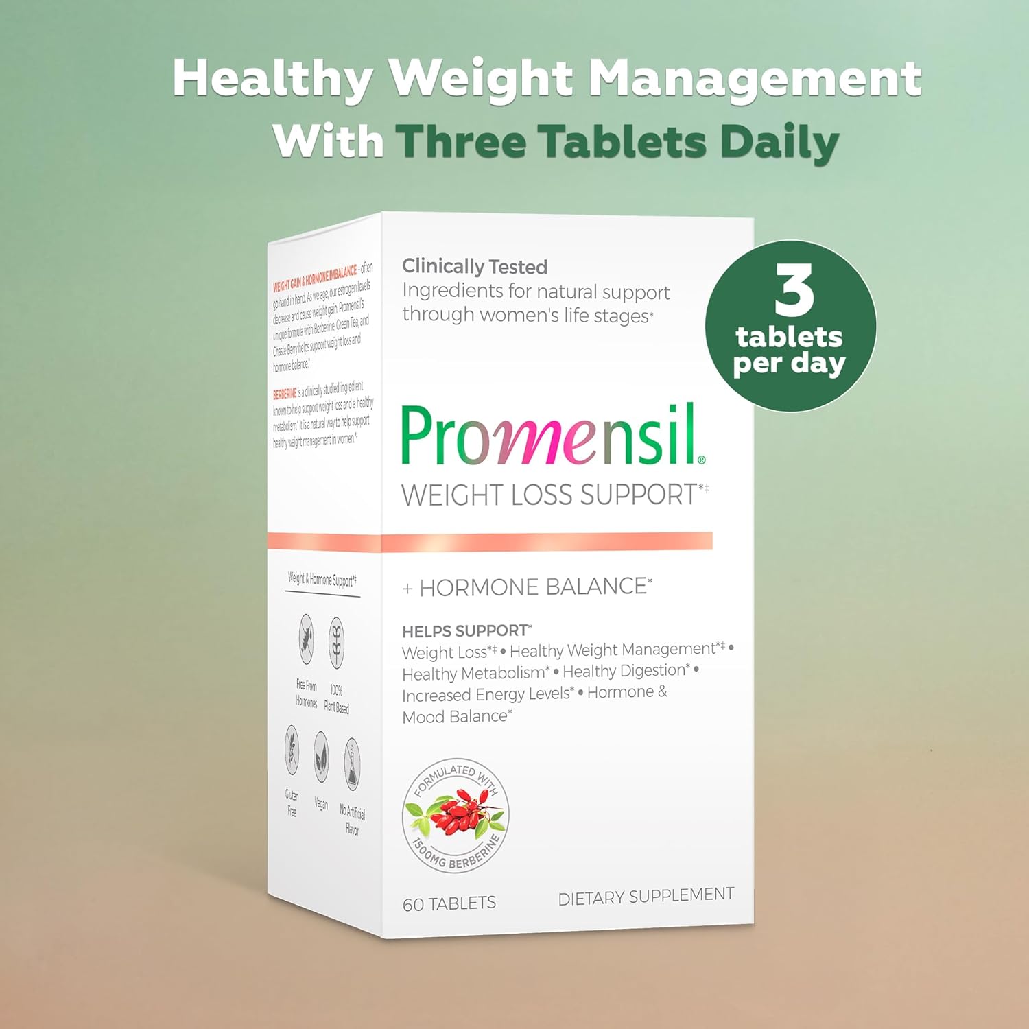 Promensil Weight Loss Support - Berberina HCL con Té Verde y Sauzgatillo - 60 Comprimidos