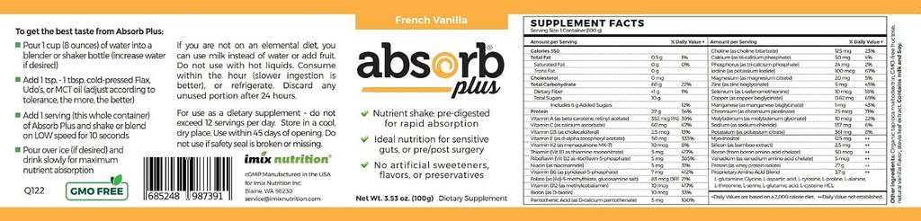 Absorb Plus Proteína Aislada - Suplemento Dietético para la Salud Intestinal (100 g, Vainilla Francesa)