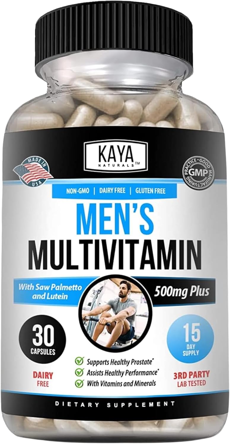 Kaya Naturals Multivitamínico para Hombres - Complejo de Vitaminas y Minerales con Zinc y Vitamina C - 30 Cápsulas Vegetales