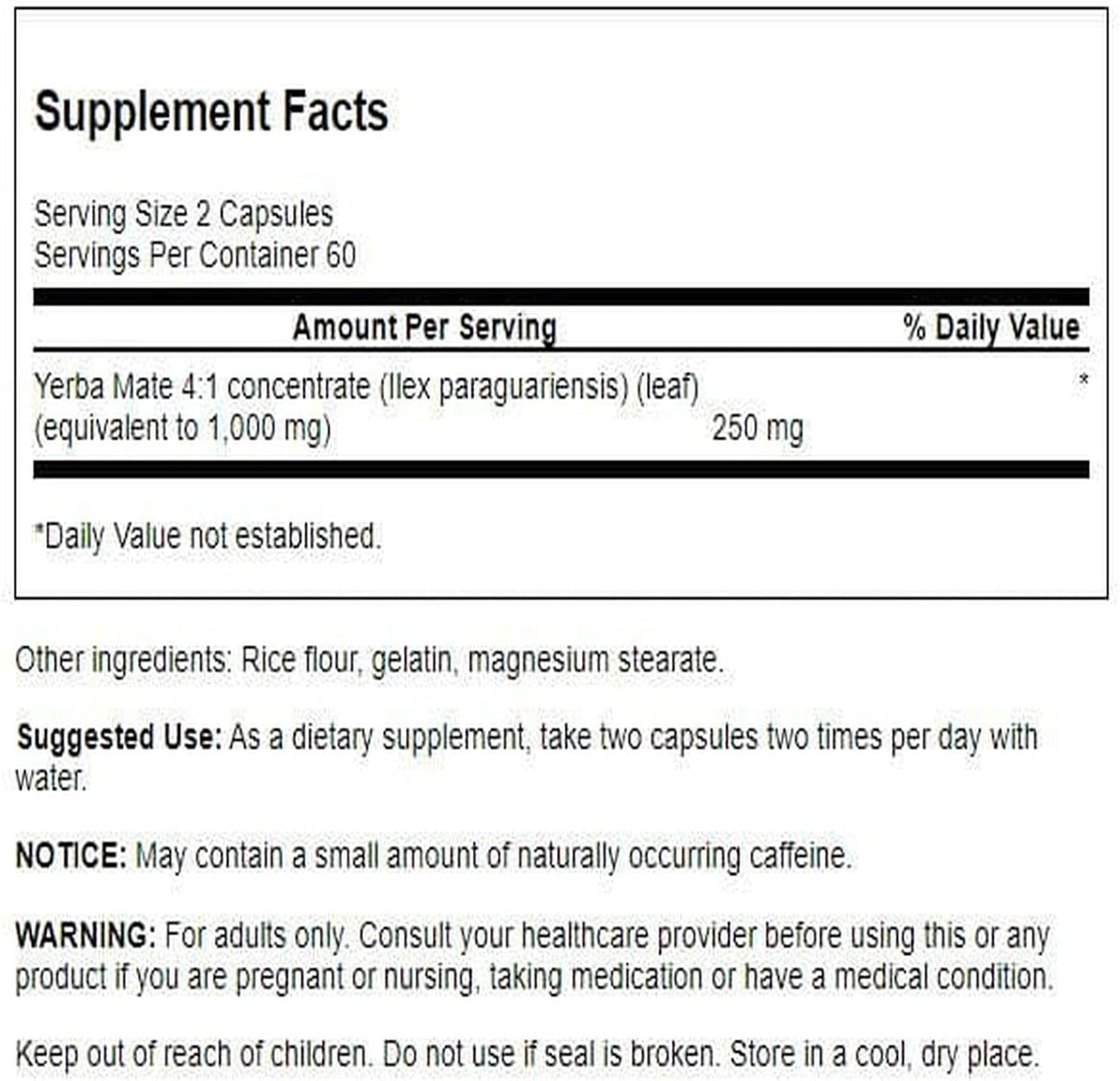 Swanson Yerba Mate (4:1) Extracto Concentrado - 125 mg, 120 Cápsulas – Image 2