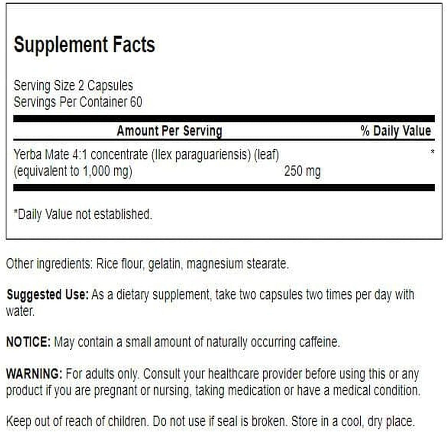 Swanson Yerba Mate (4:1) Extracto Concentrado - 125 mg, 120 Cápsulas